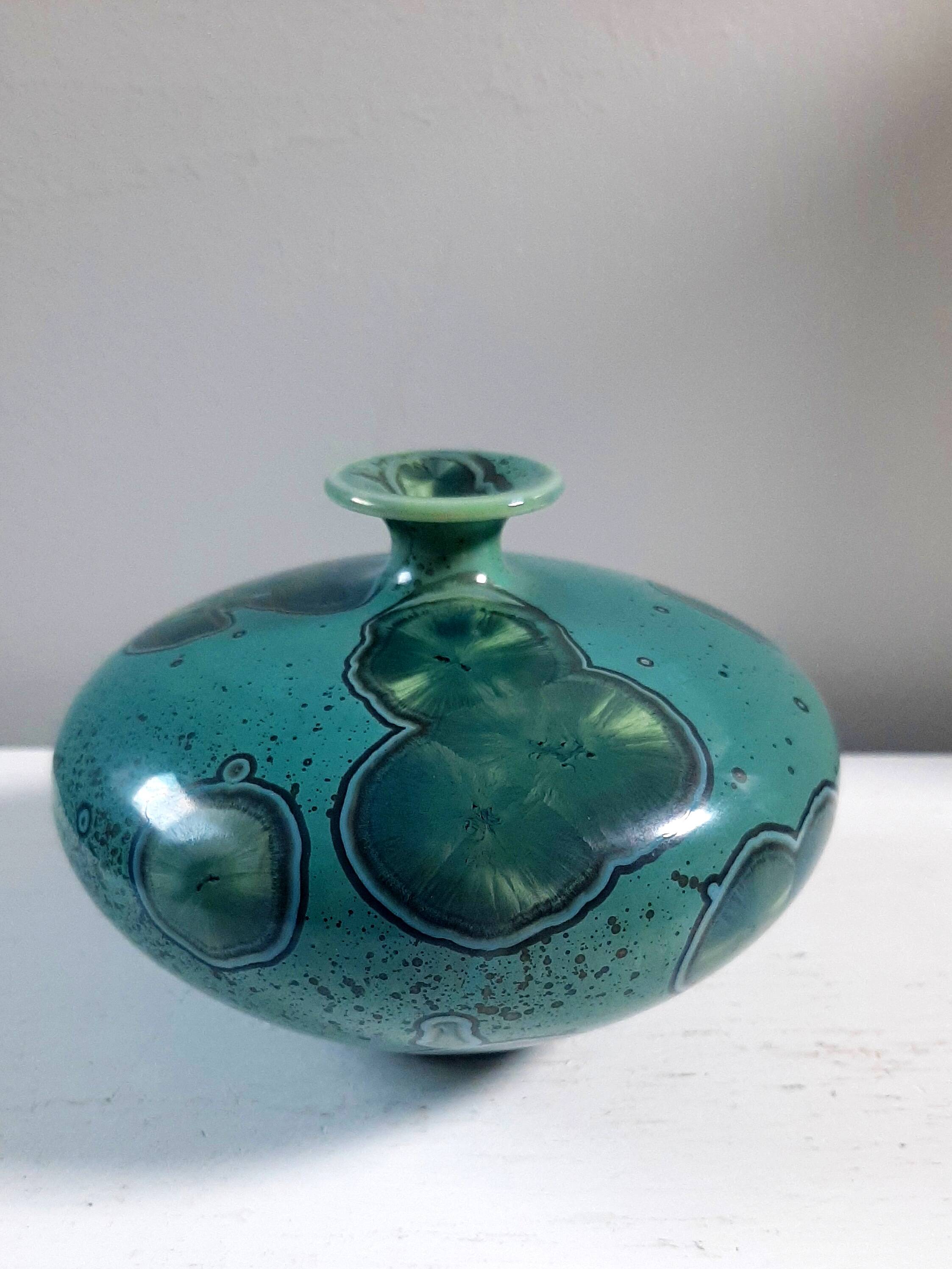 Vase soliflore en céramique à glaçure cristalline