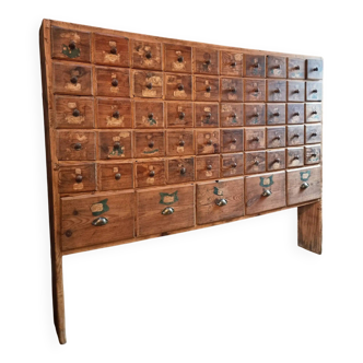 Antique pine drawer cabinet with 50 drawers, apothecary or hardware, 19th century