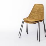 Set of 2 Gianfranco Legler Basket Chairs, 1950s Rattan Chairs, Mid Century.
