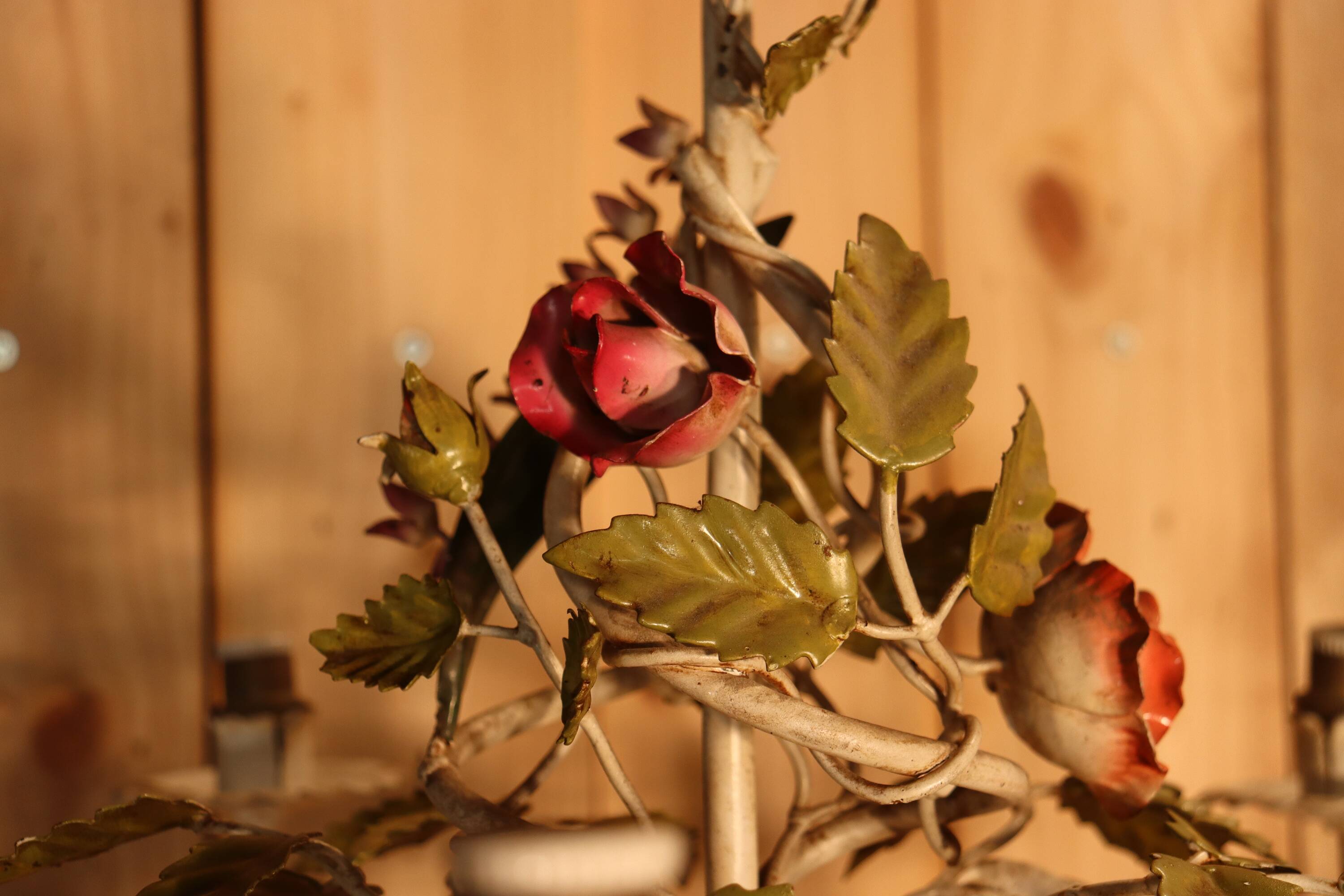 Antique iron chandelier with Art Nouveau floral decoration
