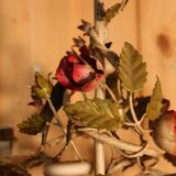 Antique iron chandelier with Art Nouveau floral decoration