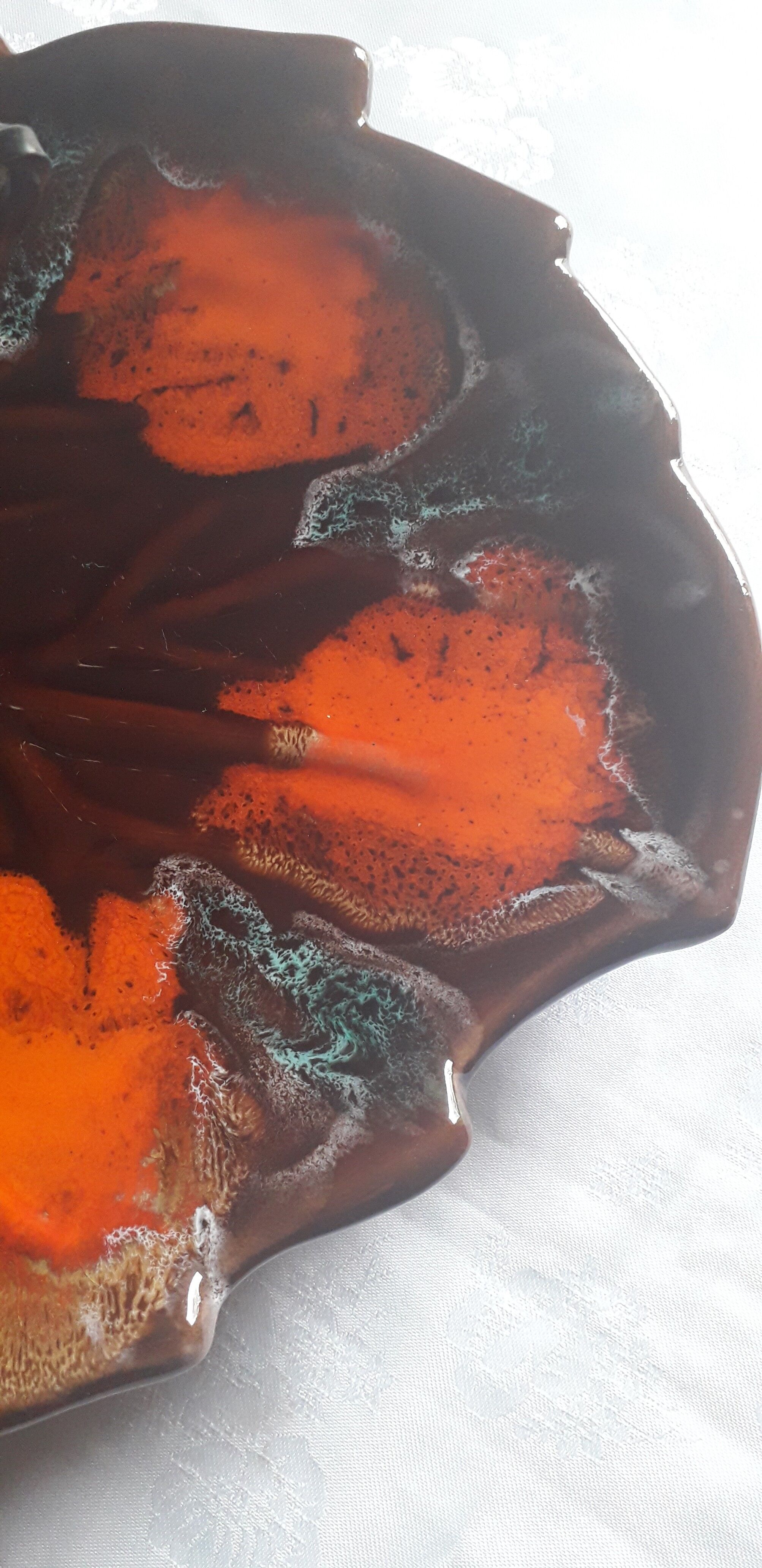 Cheese or fruit platter in Ceramic From Vallauris in the shape of a leaf