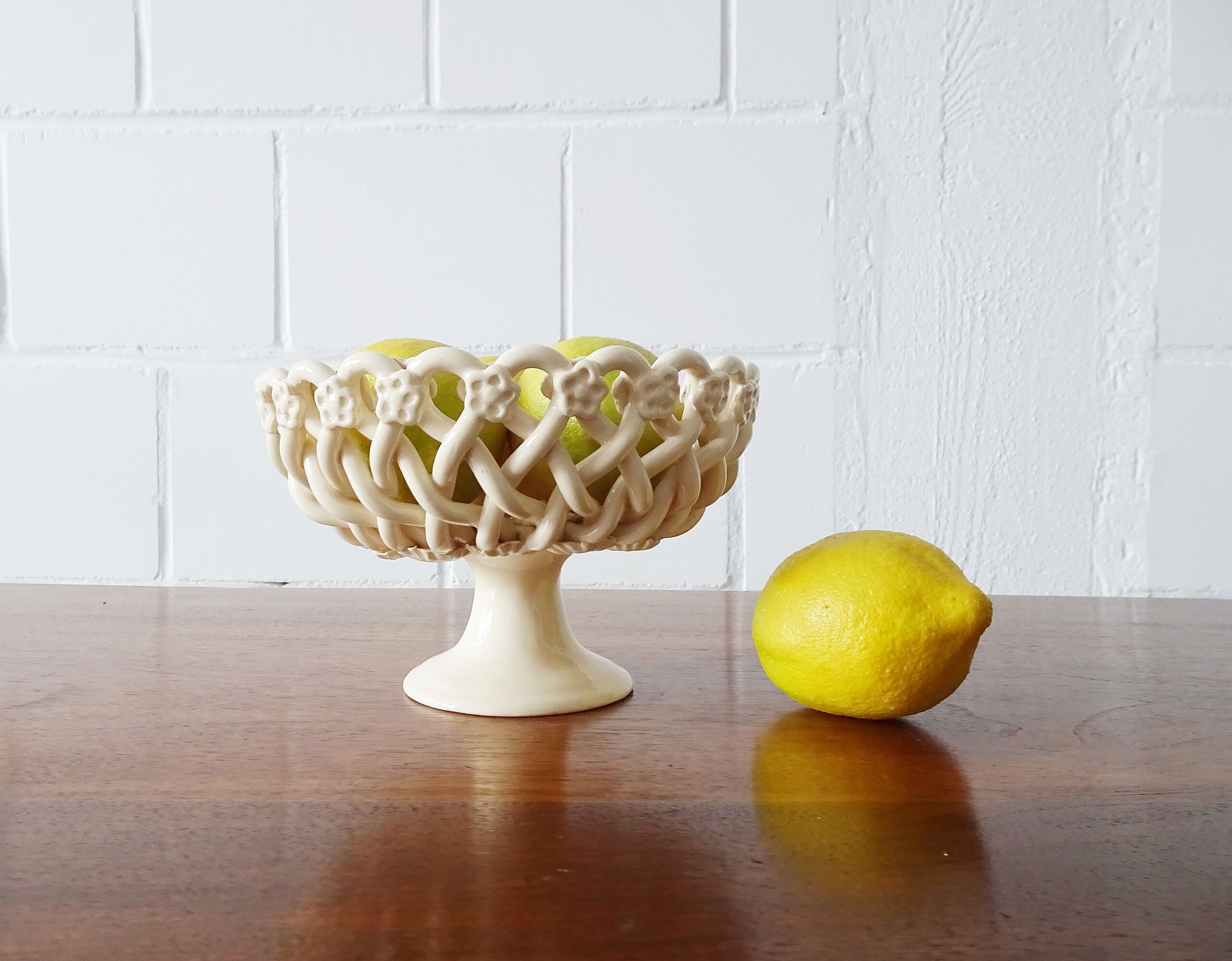 Christophe Pichon Uzes ceramic bowl, Pichon fruit bowl in a woven flower pattern