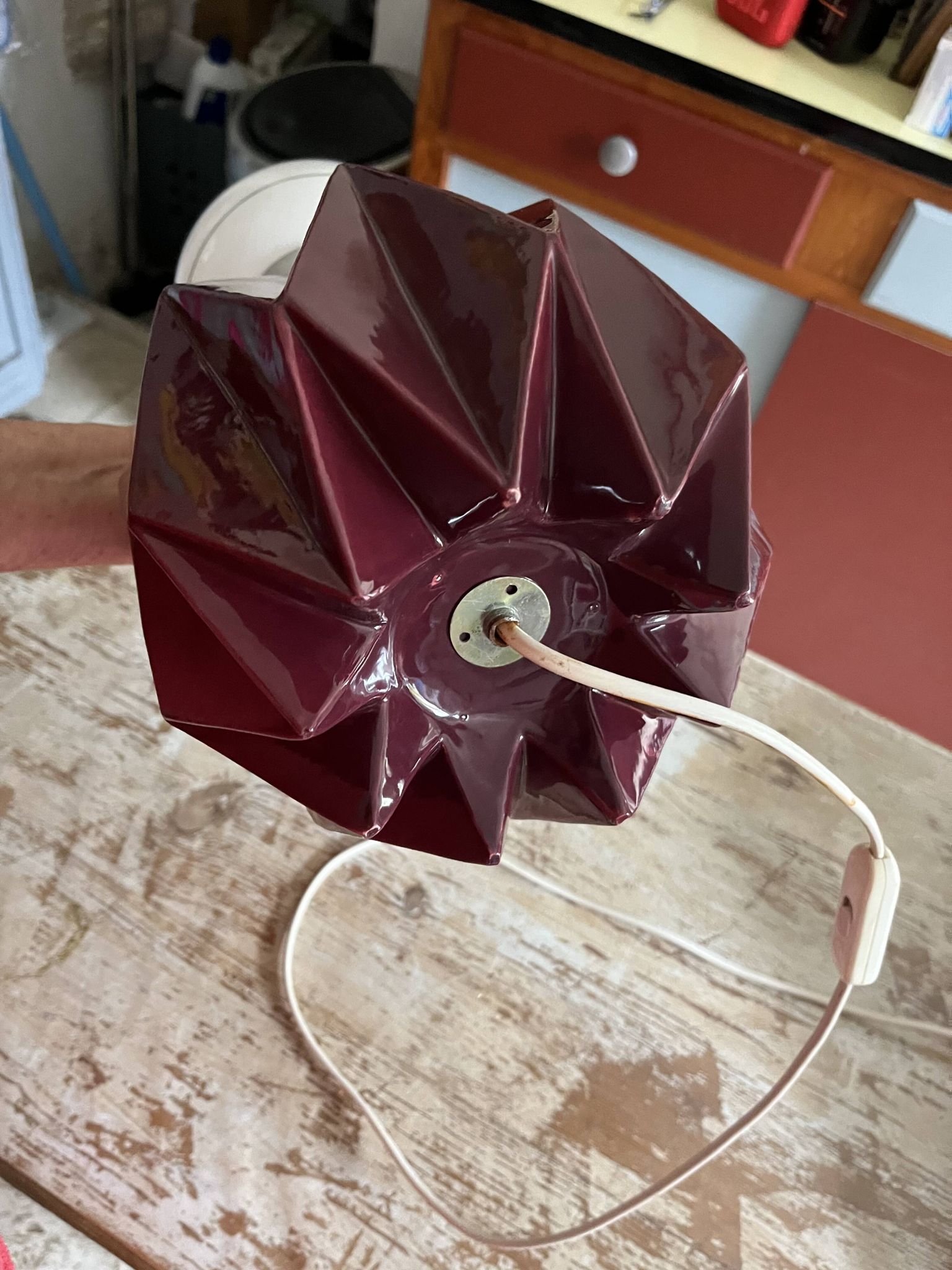 Origami lamp, ceramic and glass