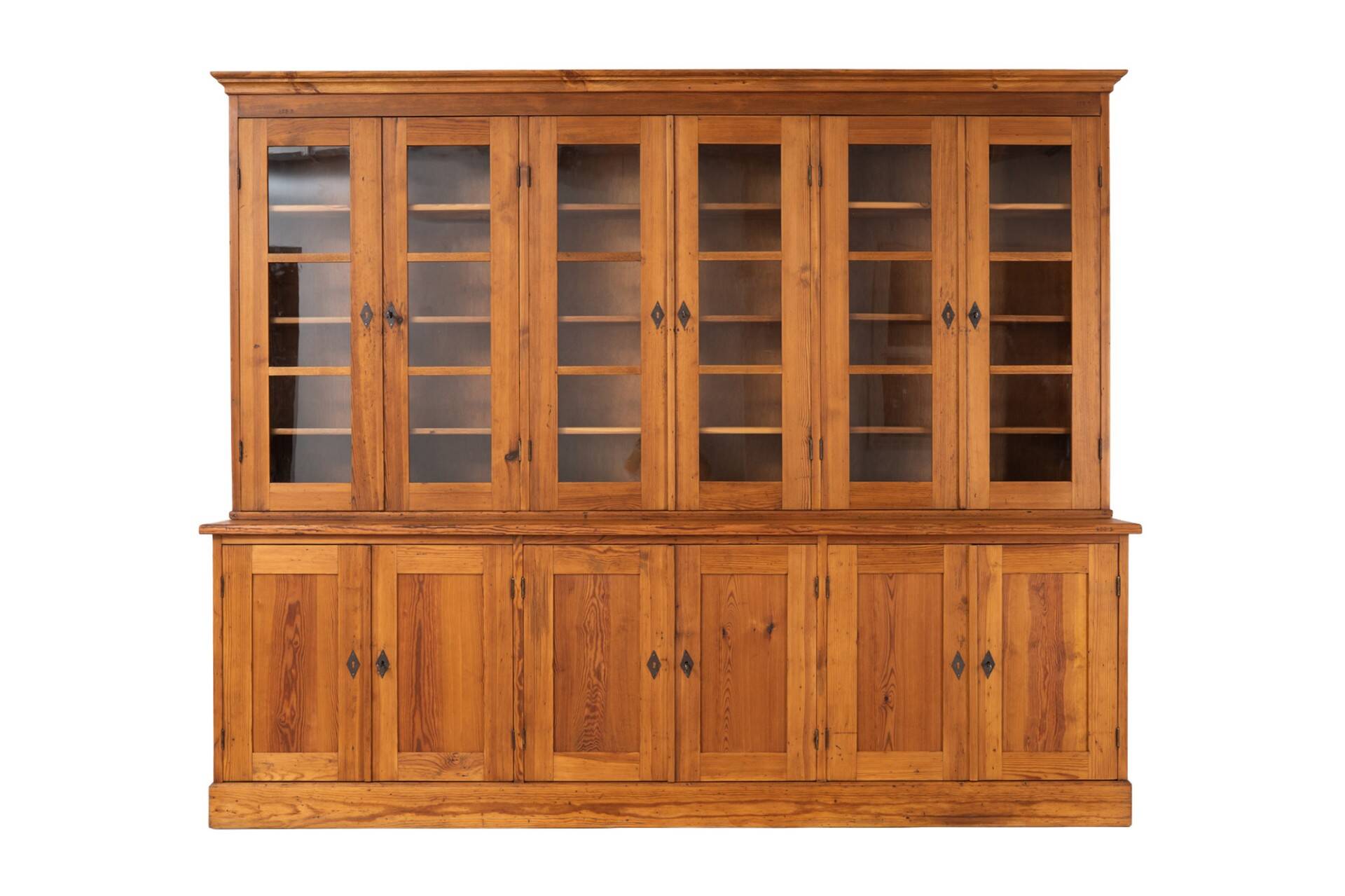 Monumental Pine School Library Bookcase from Warsaw, Poland, 1920s