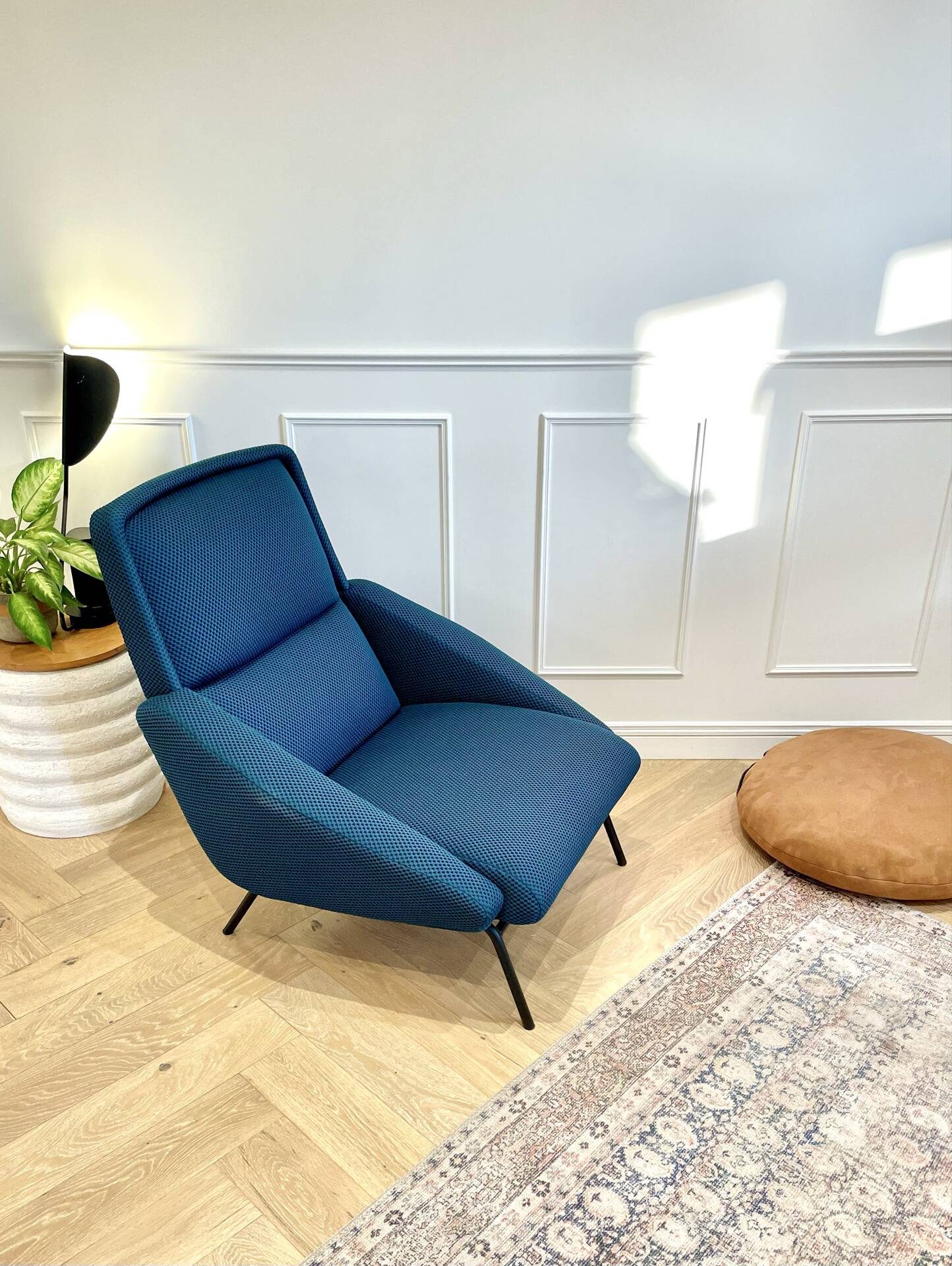 Fauteuil vintage Guermonprez, estampillé - maille 3D Bleu pétrole – De