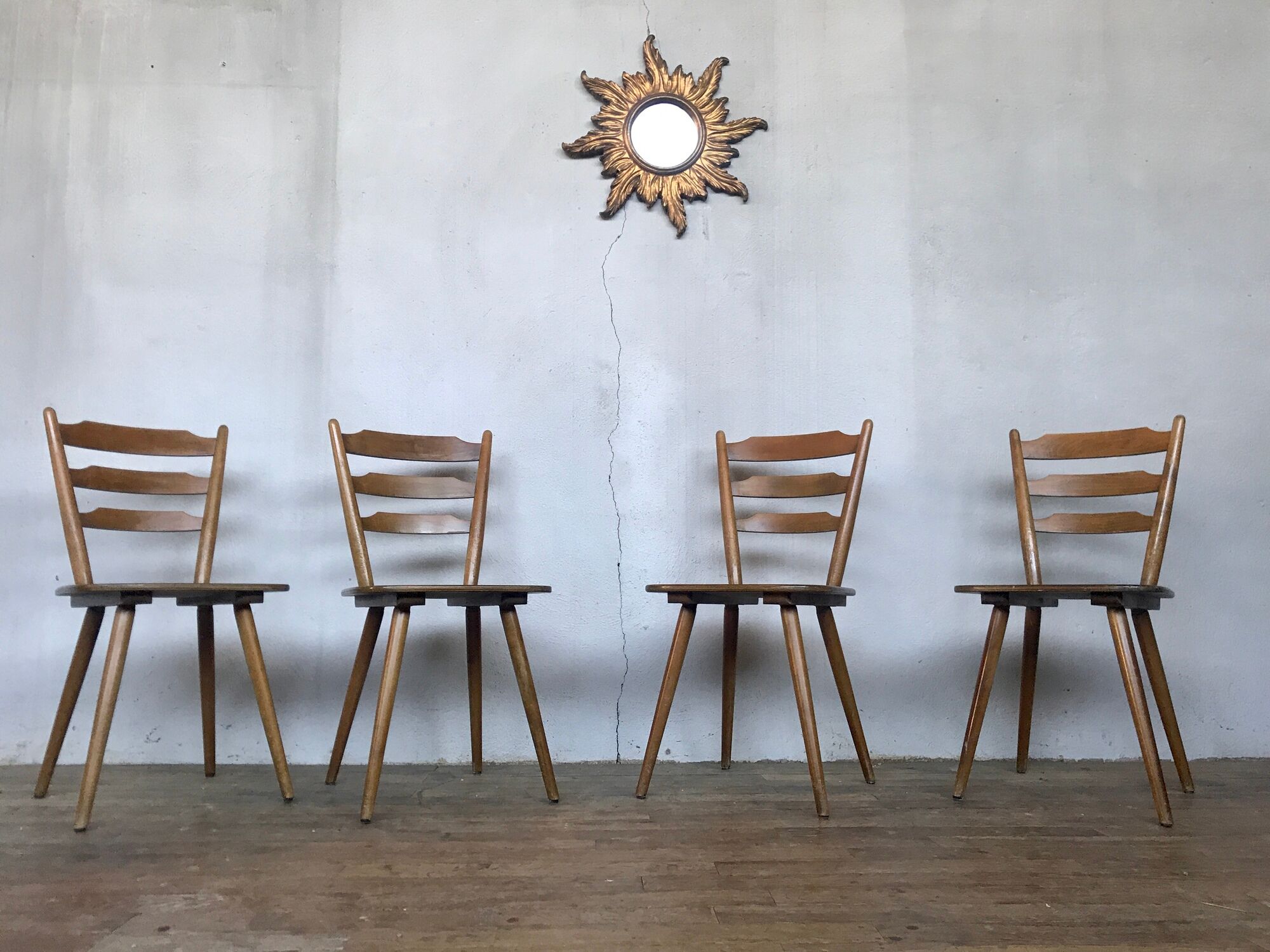 Series of 20 Scandinavian chairs or vintage wooden bistro