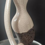 Vase Pichet "Forme Libre" Raku et Bois vermoulu (1960/70)