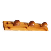 1980s pine coat rack with 3 balls