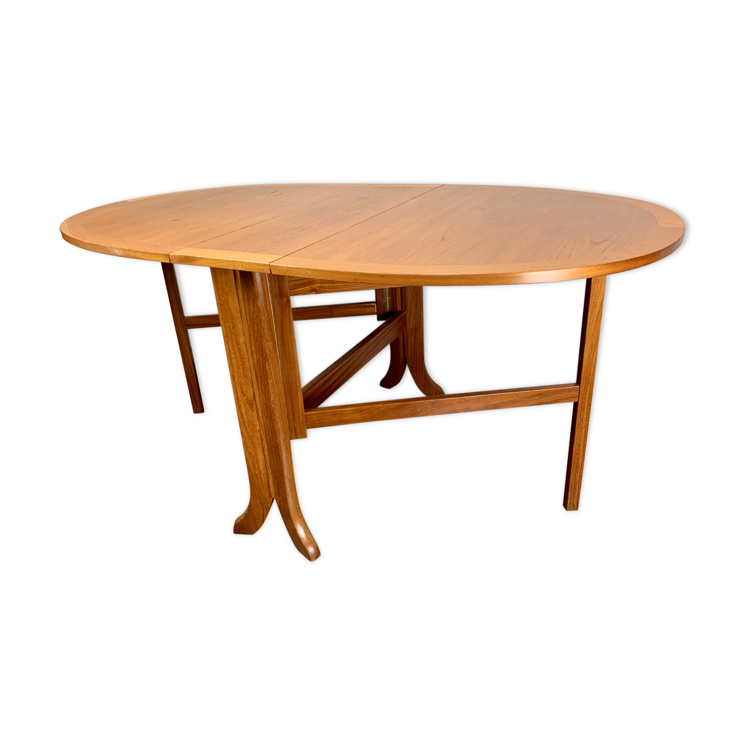 Vintage folding gateleg dining table teak