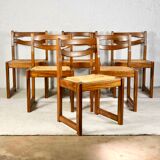 Series of 6 chairs in elm and rope Maison Regain