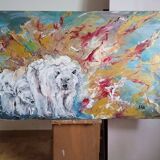 Painting 145cm Acrylic on panel surrealism white bear