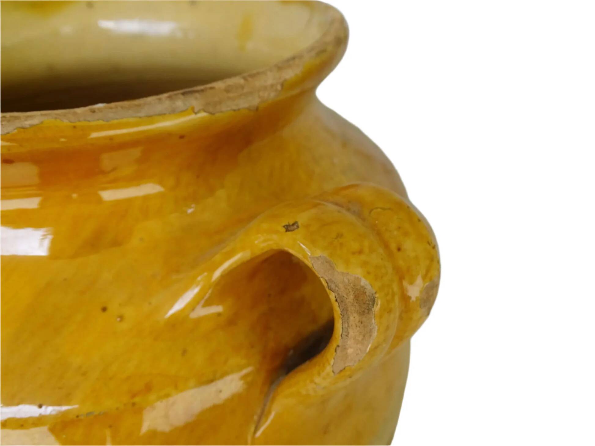 Pot à confit ancien français à glaçure jaune