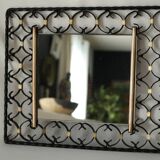 Miroir en fer forgé et laiton vintage 50/60