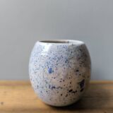 Speckled glazed stoneware ceramic cups, handmade in blue and white