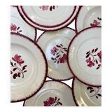 Set of 11 plates (5 large and 6 small) in earthenware of Salins collection "Jeanine"