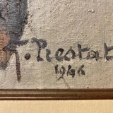 Georges prestat (1911-1994), bouquet of irises, oil on canvas from 1946