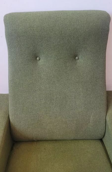 Fauteuil vintage style scandinave tissu vert