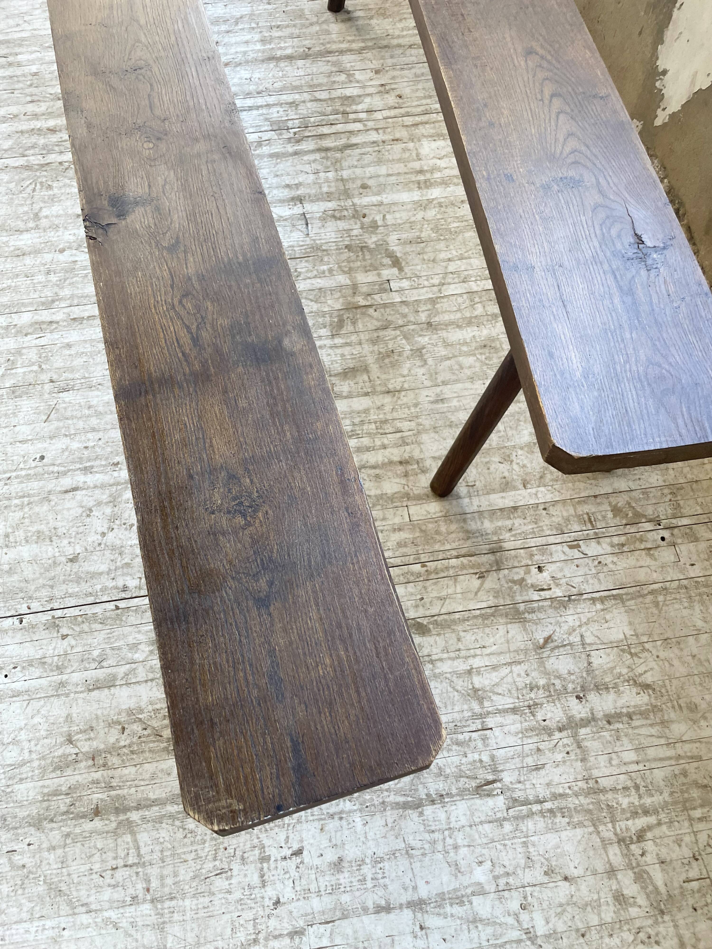 Pair of 3m solid oak farmhouse benches
