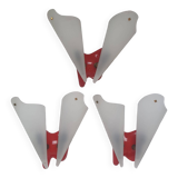 Three vintage rockabilly red plastic wall lights
