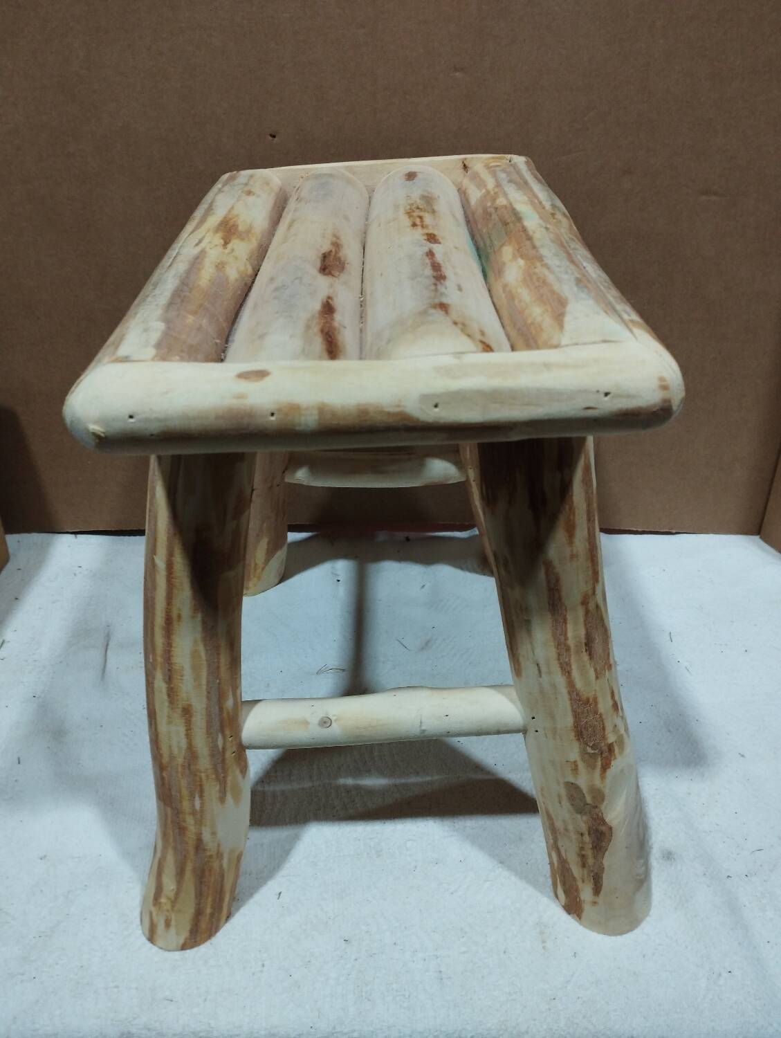 Small raw wood step stool