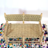 Moroccan bench in wood and rope