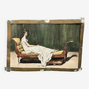 Double-sided watercolor Madame Récamier mid-20th century