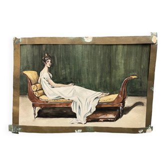 Double-sided watercolor Madame Récamier mid-20th century