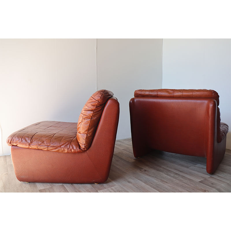 Pair of vintage 1970 patchwork leather heaters