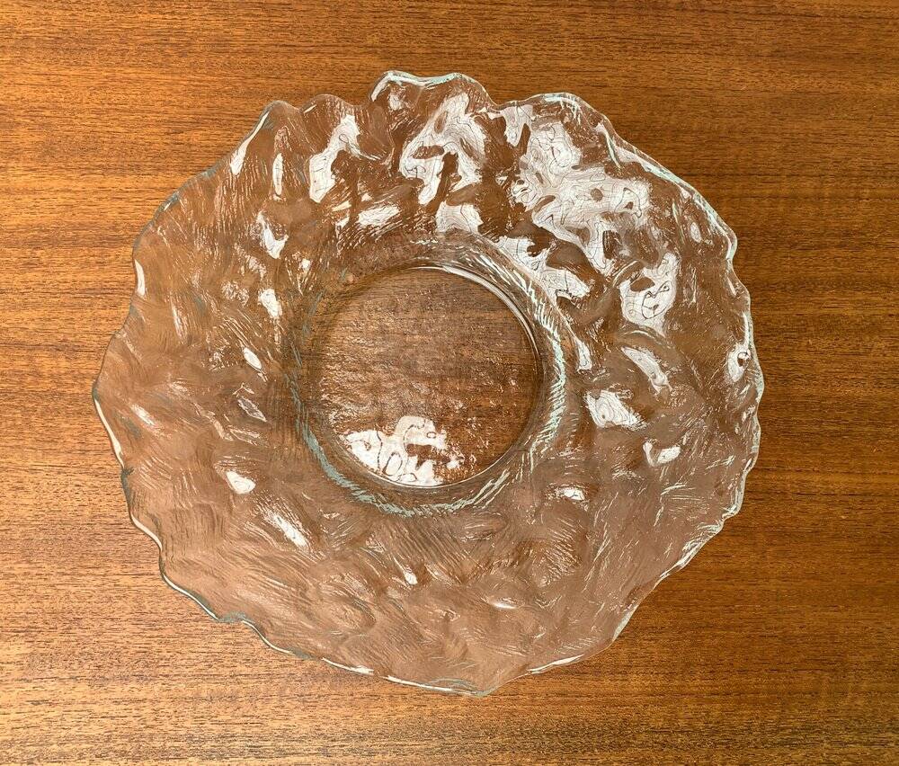 Vintage frosted glass bowl, 1970s.