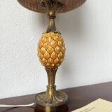 Lampe de table ananas céramique et laiton 1950