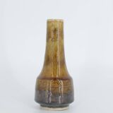 Small modern Scandinavian mid-century collection vase in glazed brown stoneware no. 3 by Gunnar Borg.