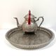 Large traditional oriental silver-plated metal tray