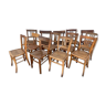 Series of 13 old art deco wooden bistro chairs 1930s