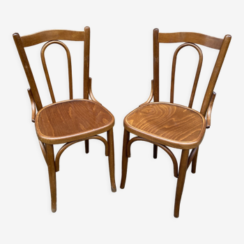 Paire de chaises bistrot bois courbé vintage