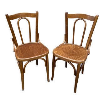 Paire de chaises bistrot bois courbé vintage