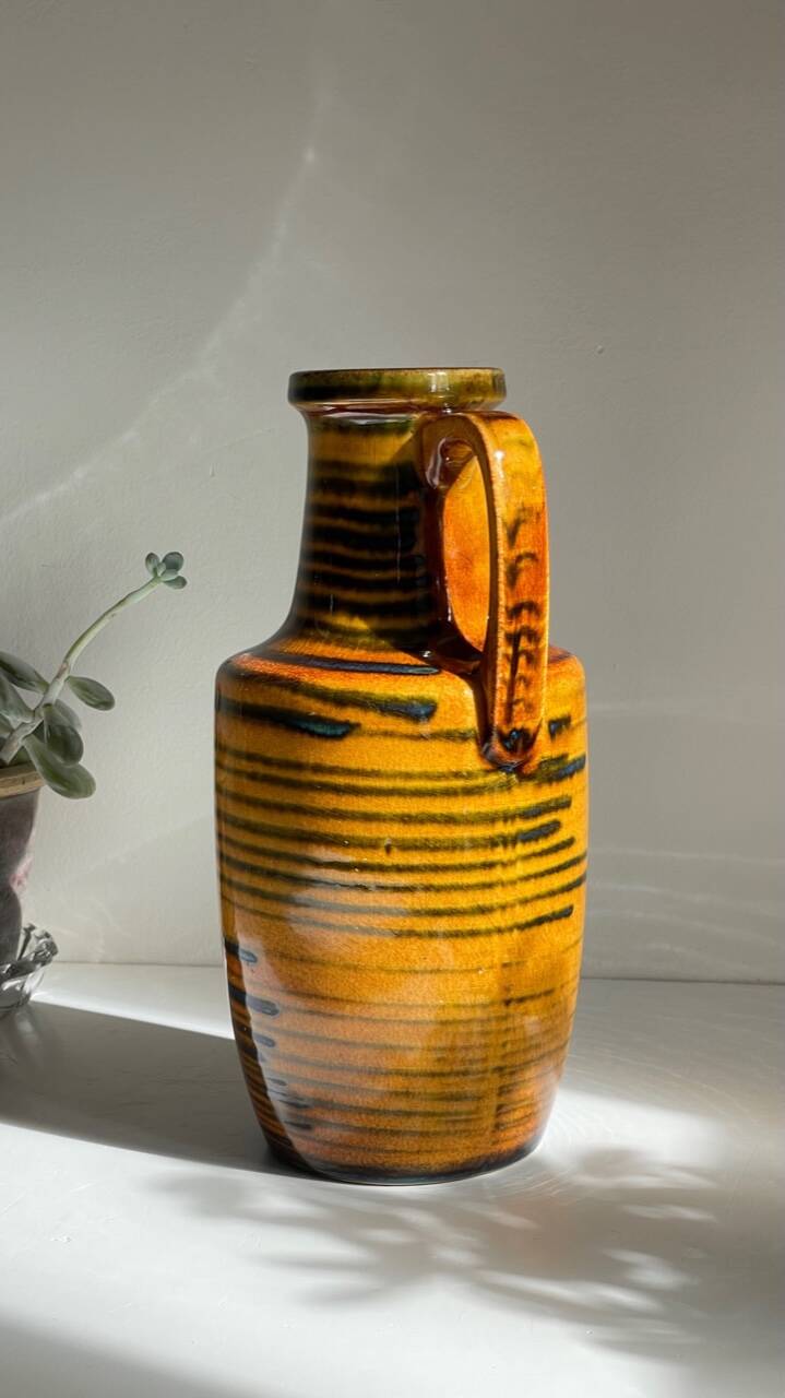 Vintage glazed ceramic amphora vase – west germany