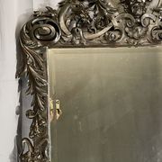 Mirror 191x122 cm period XIXth in natural wood, decoration of chimeras, satyrs