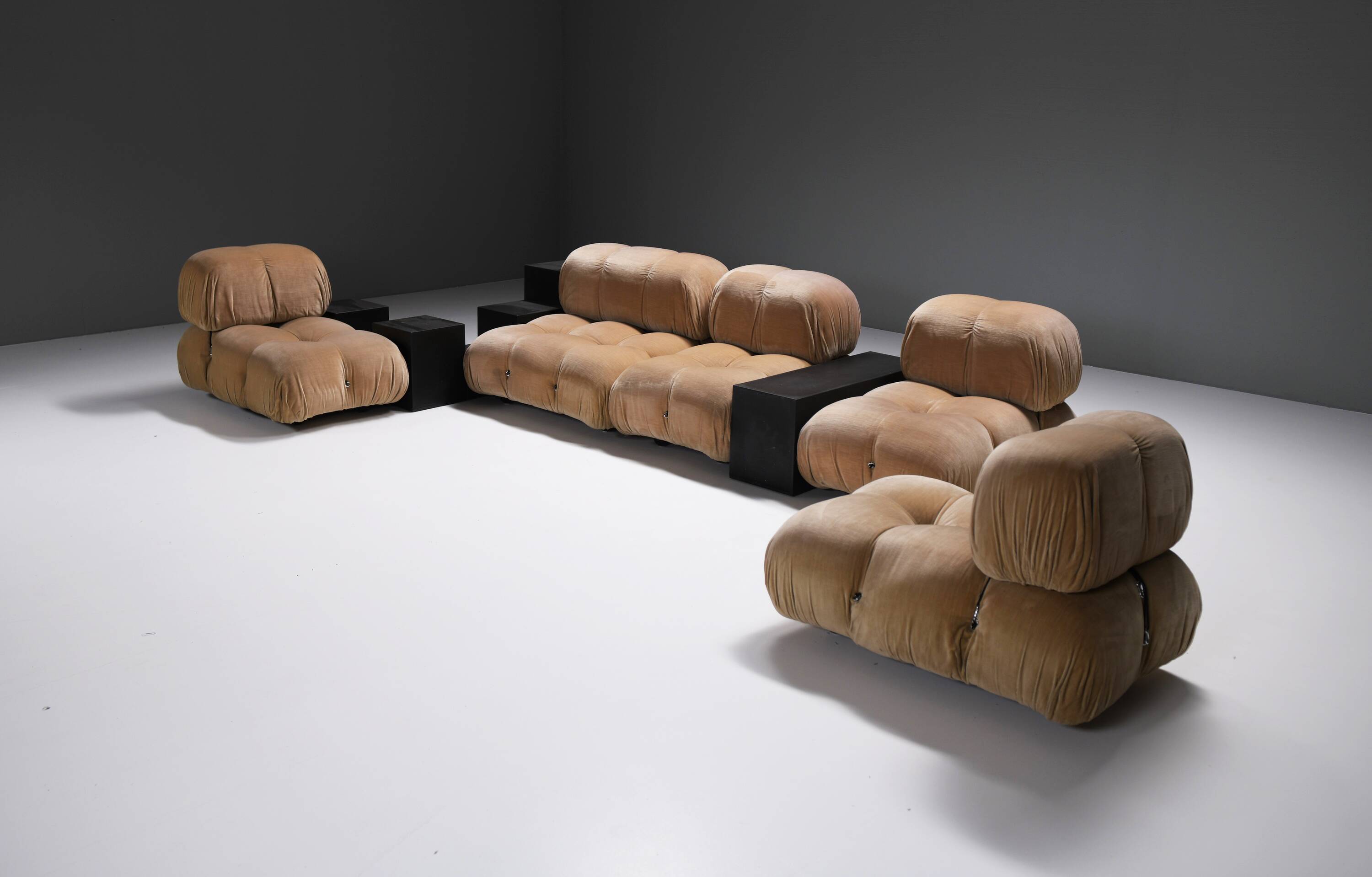 Vintage Camaleonda set & 3 Gli Scacchi tables by Mario Bellini for C & B Italia