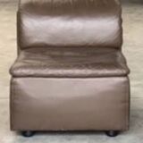 Vintage Scandinavian armchair in iridescent bronze leather, Ligne Roset armchair