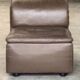 Vintage Scandinavian armchair in iridescent bronze leather, Ligne Roset chair.