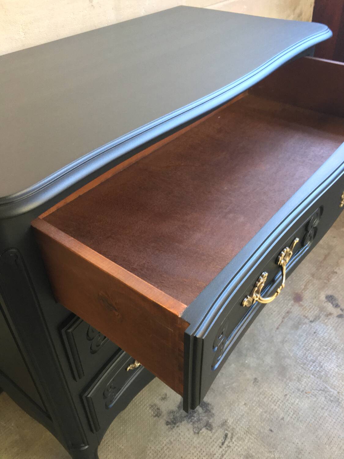 Revamped vintage black chest of drawers