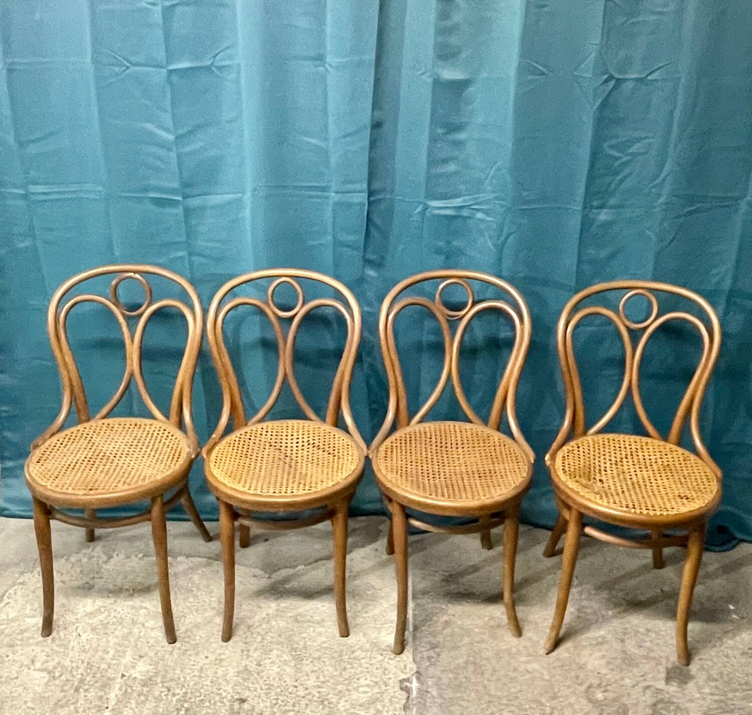4 chaises thonet n 19 de bistrot bois courbé