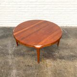 Mid Century Solid Teak Round Danish Coffee Table by John Boné for Mikael Laursen, 1970s.