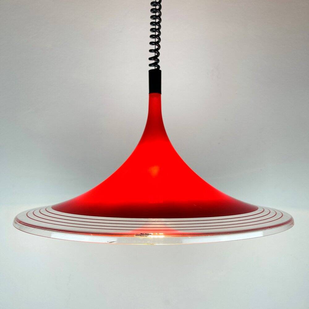 Red Albatros pendant lamp made of plastic from the mid-century by Meblo, Yugoslavia, 1970s.