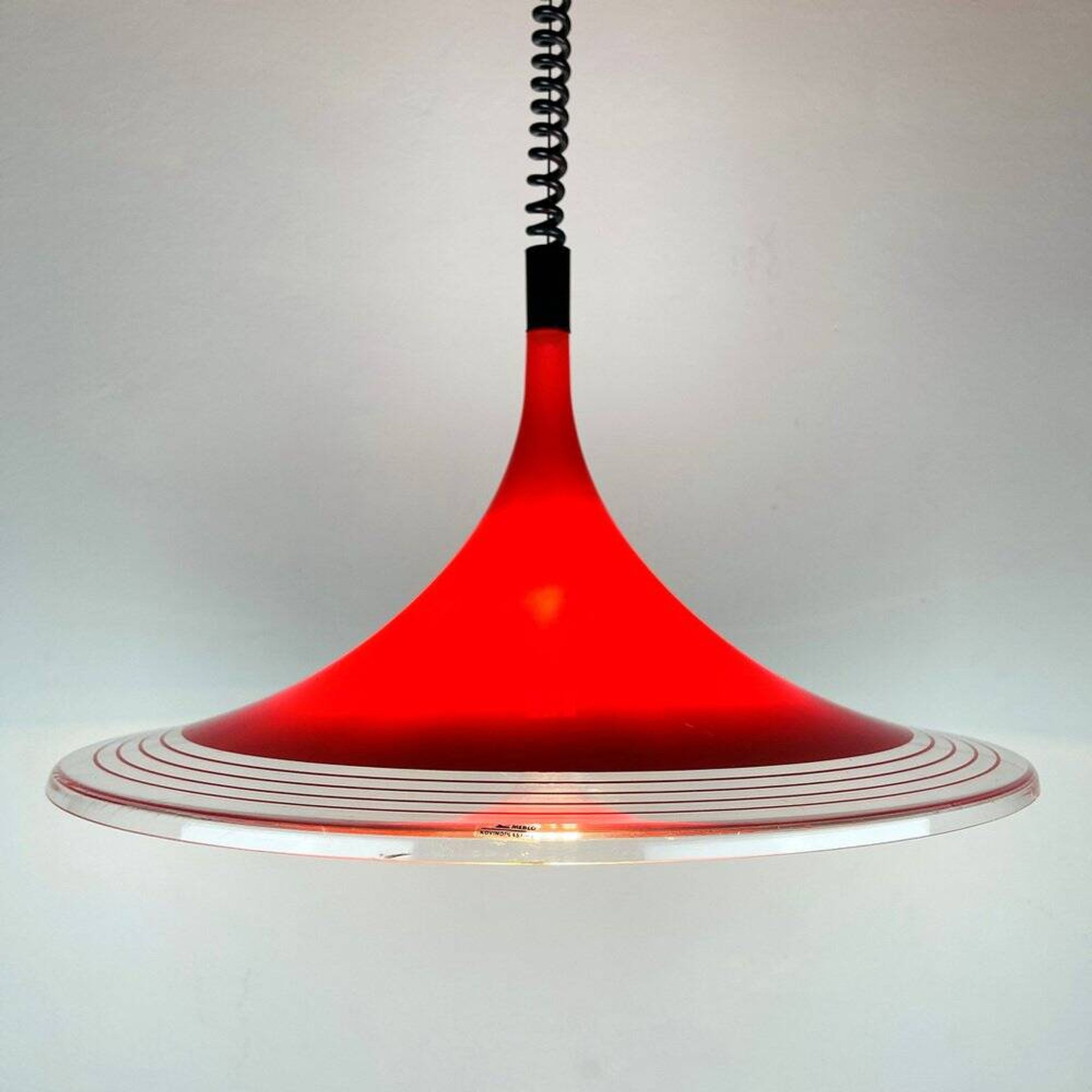 Red Albatros pendant lamp made of plastic from the mid-century by Meblo, Yugoslavia, 1970s.