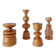 Set of 4 Scandinavian turned wooden candle holders