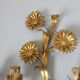 Series of 3 flower appliques "sunflowers" in 70s gold metal