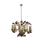 Large Vintage Italian Tole Flower Chandelier with 12 Lights