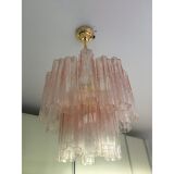 Pink Murano Glass Chandelier Tronchi Venini Style, set of 2 or a pair of chandeliers
